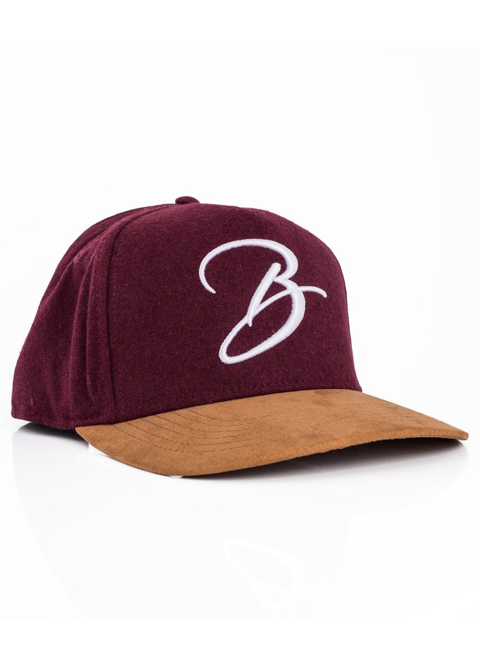 Blackskies-B-Script-Flannel-Snapback-Cap-Maroon-Premium-Hat-4