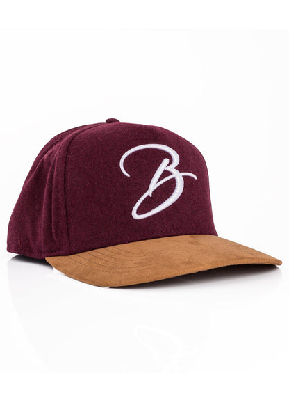 Blackskies-B-Script-Flannel-Snapback-Cap-Maroon-Premium-Hat-4