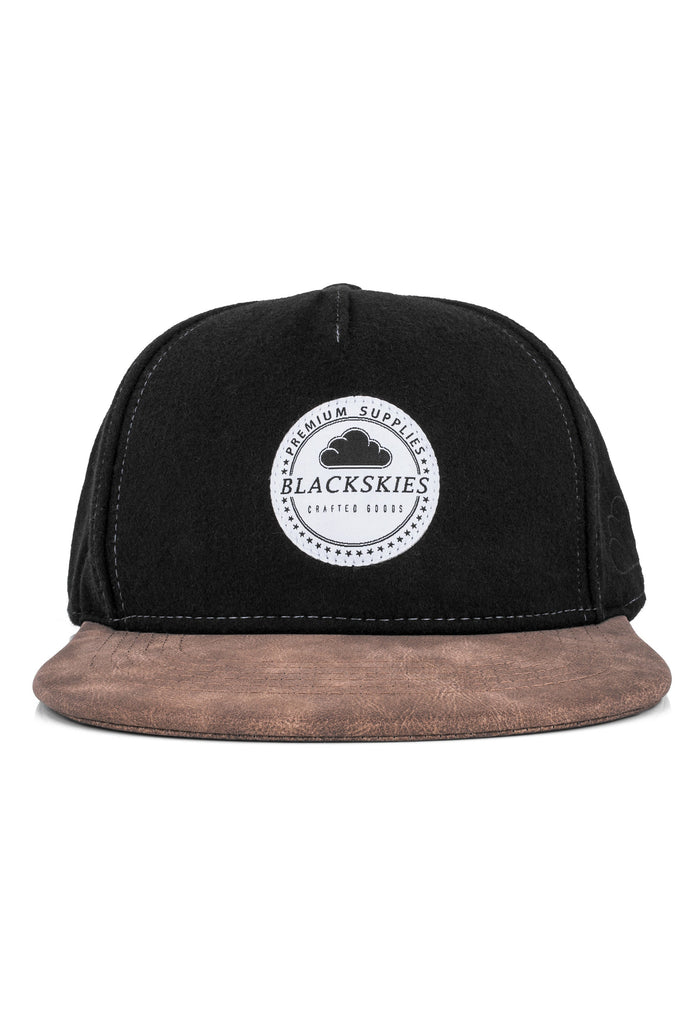 Blackskies-Behemoth-Snapback-Cap-Baseball-Hat-Black-Nubuck-Back-Snap-Detail