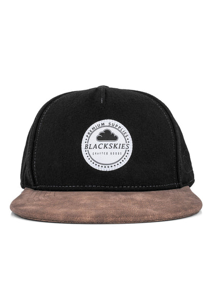 Blackskies-Behemoth-Snapback-Cap-Baseball-Hat-Black-Nubuck-Back-Snap-Detail