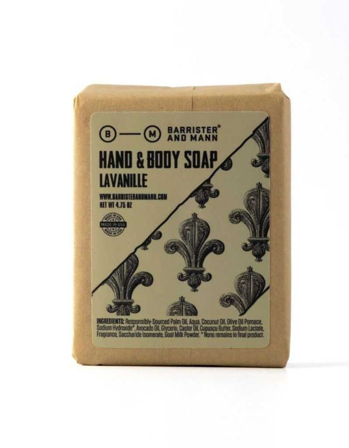 Barrister and Mann Lavanille hand and body soap packaging