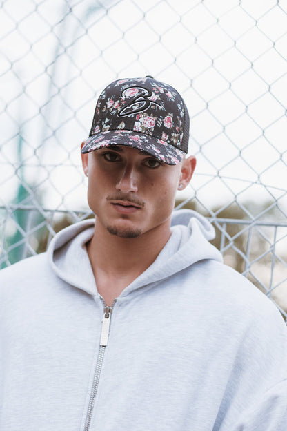 Blackskies-Black-Beauty-Trucker-Cap-Floral-Rose-Model-3