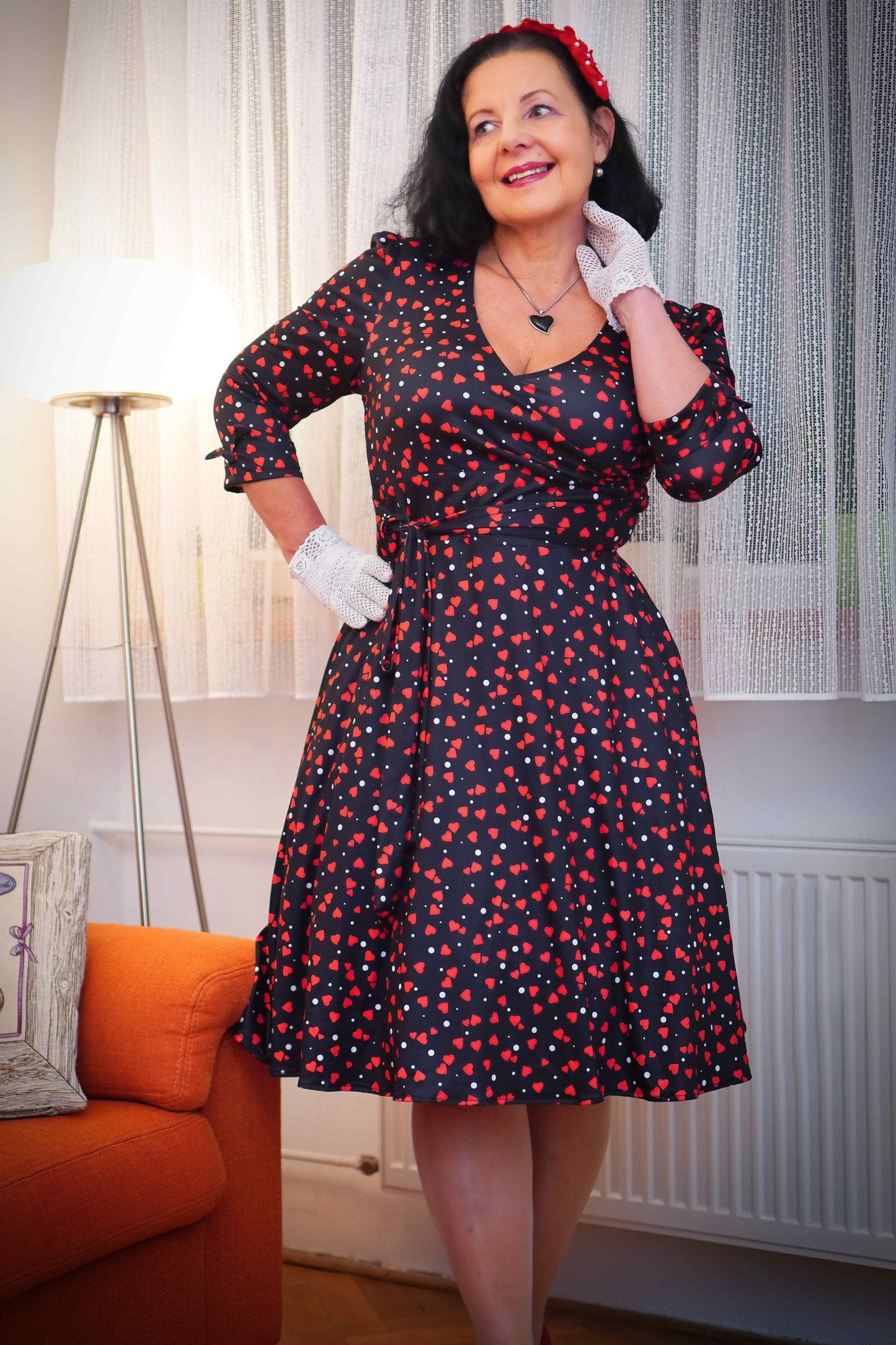 Katherine Black Heart Long Sleeved Dress