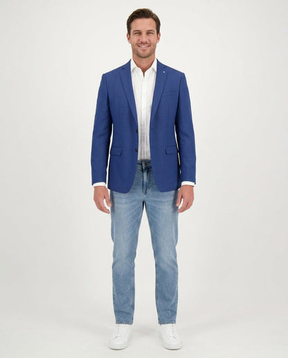 Blujacket Mens Blue Reda Wool Trim Fit 2 Button Blazer Sportcoat - The Suit Depot