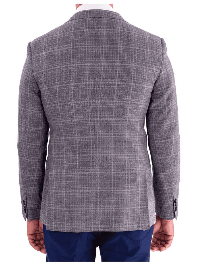 Blujacket BLAZERS Blujacket Mens Gray Reda Wool Regular Fit 2 Button Trim Fit Blazer Sportcoat