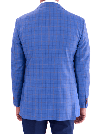 Blujacket Blujacket Mens Light Blue Plaid Regular Fit 100% Wool Blazer Sportcoat