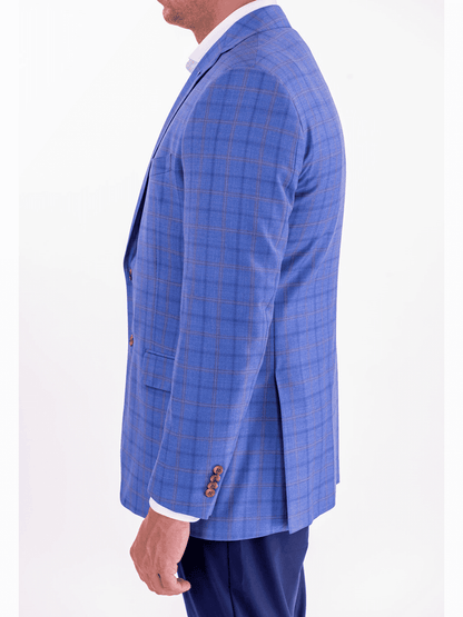 Blujacket Blujacket Mens Light Blue Plaid Regular Fit 100% Wool Blazer Sportcoat