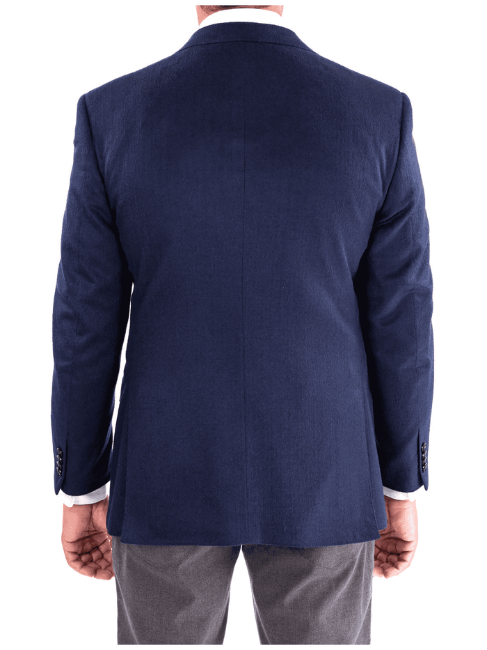 Blujacket BLAZERS Blujacket Mens Navy Blue Silk Cashmere Regular Fit 2 Button Blazer Sportcoat