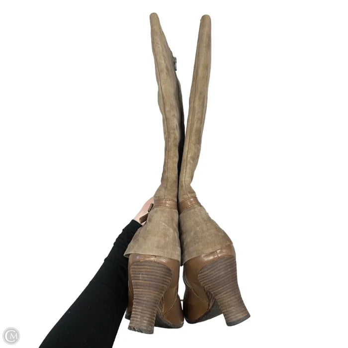 Boots Knee Heels By Naya In Brown, Size: 11