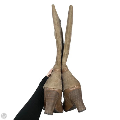 Boots Knee Heels By Naya In Brown, Size: 11