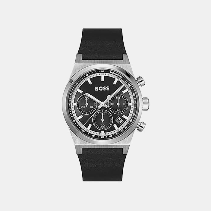 Boss Candor Men Quartz Black Dial Chronograph Leather Watch 1514218