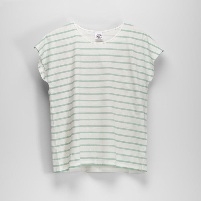 Camiseta manga corta rayas verde NYC
