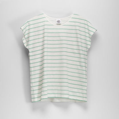 Camiseta manga corta rayas verde NYC