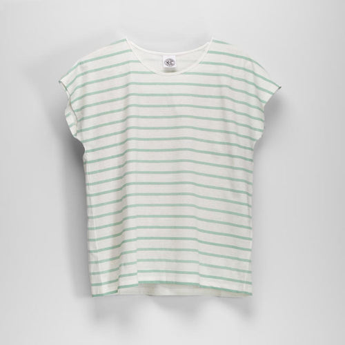Camiseta manga corta rayas verde NYC