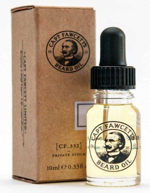 Captain Fawcett Private Stock Beard Oil bottle with packaging