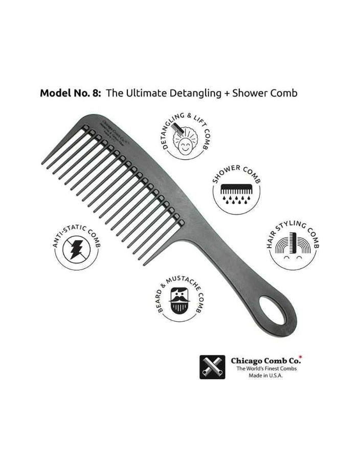 Infographic of Chicago Comb Model 8 features and benefits