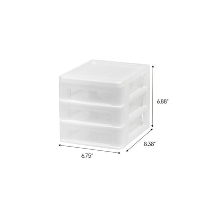 Compact Desktop 3-Drawer System, 4 Pack, White - IRIS USA, Inc.