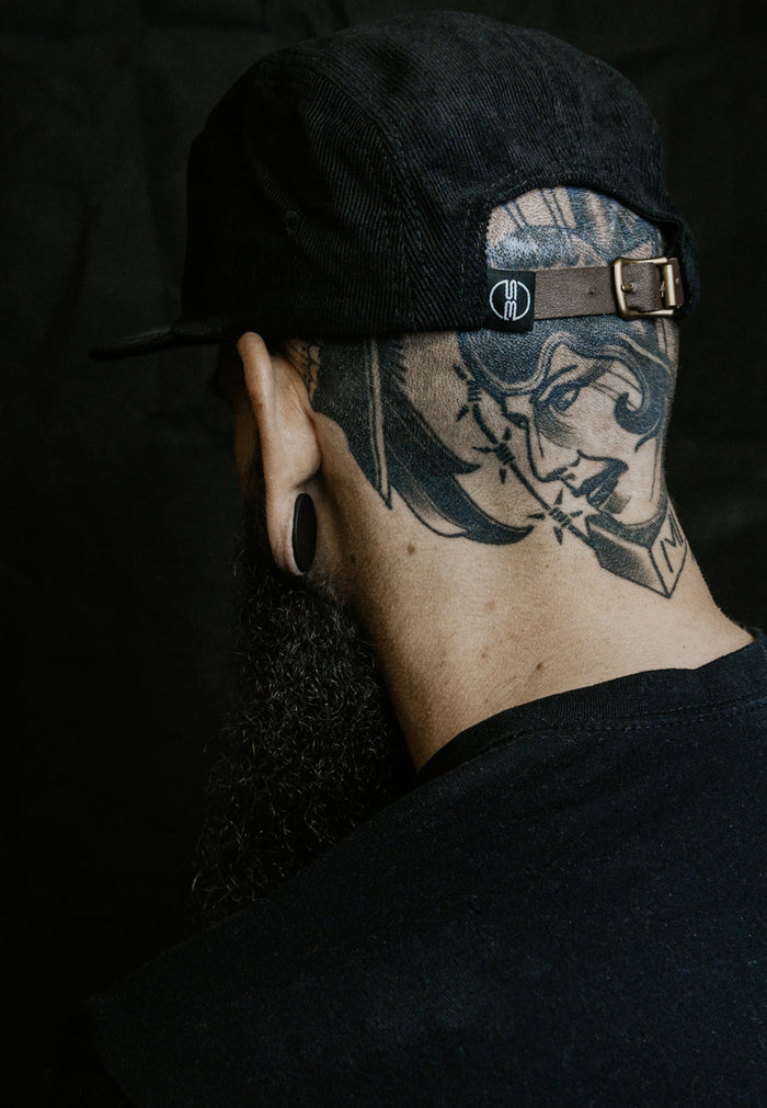 Blackskies-Ebony-5-Panel-Cap-Black-Cord-Hat-Strap-Baseball-Camp-Surf-Model-Back