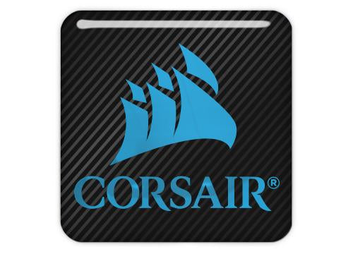 Corsair Blue 1"x1" Chrome Effect Domed Case Badge / Sticker Logo