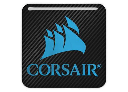 Corsair Blue 1"x1" Chrome Effect Domed Case Badge / Sticker Logo