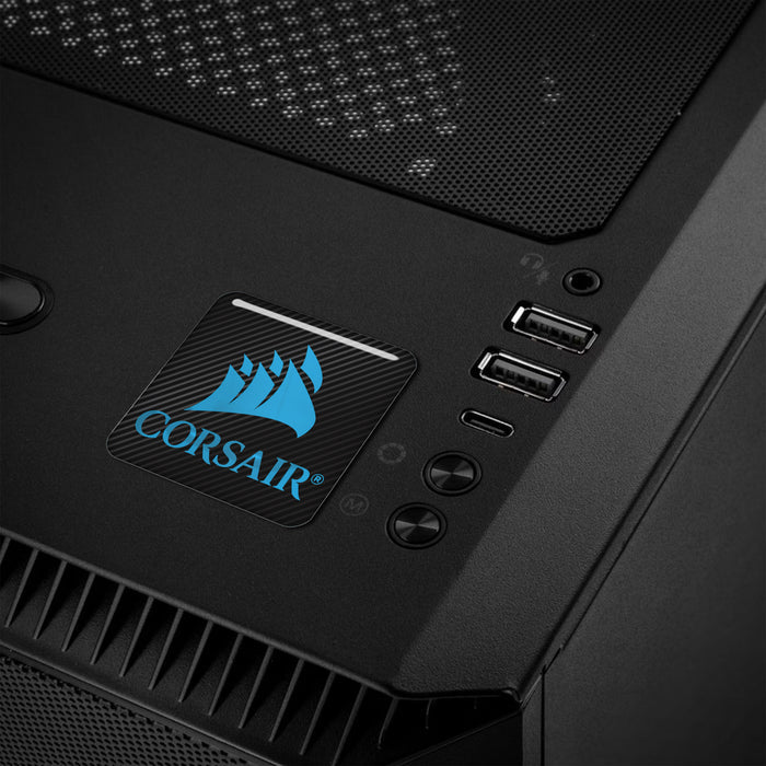 Corsair Blue 1"x1" Chrome Effect Domed Case Badge / Sticker Logo