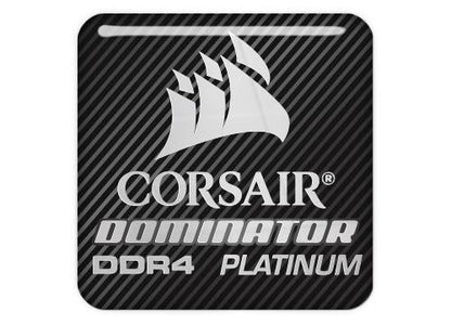 Corsair Dominator Platinum DDR4 RAM 1"x1" Chrome Effect Domed Case Badge / Sticker Logo