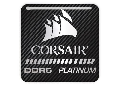 Corsair Dominator Platinum DDR5 RAM 1"x1" Chrome Effect Domed Case Badge / Sticker Logo