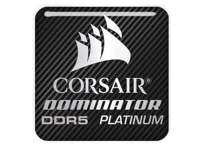 Corsair Dominator Platinum DDR5 RAM 1"x1" Chrome Effect Domed Case Badge / Sticker Logo