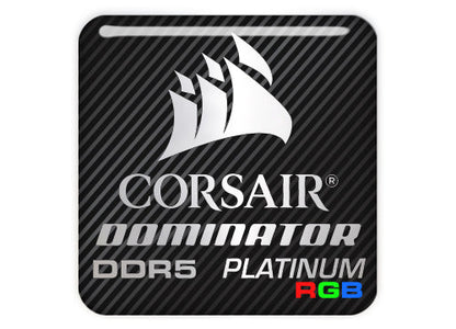Corsair Dominator Platinum DDR5 RGB RAM 1"x1" Chrome Effect Domed Case Badge / Sticker Logo