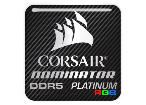 Corsair Dominator Platinum DDR5 RGB RAM 1"x1" Chrome Effect Domed Case Badge / Sticker Logo