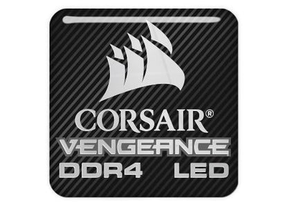 Corsair Vengeance LED DDR4 RAM 1"x1" Chrome Effect Domed Case Badge / Sticker Logo