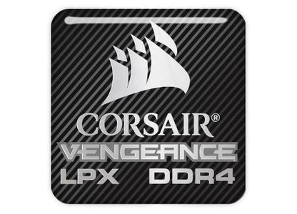 Corsair Vengeance LPX DDR4 RAM 1"x1" Chrome Effect Domed Case Badge / Sticker Logo