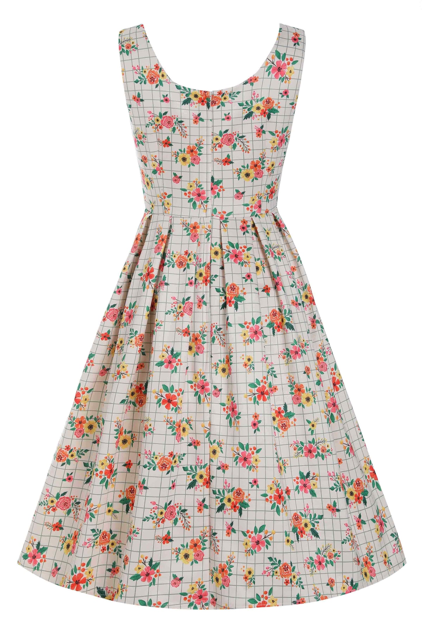 Amanda Cream White Floral Check Dress