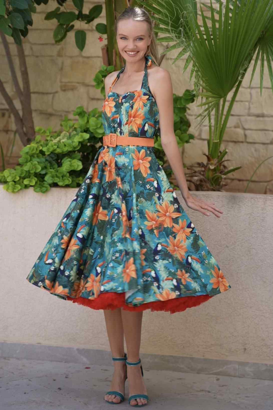 Daisy Tiki Toucan Halter Dress