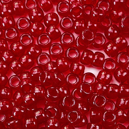 dark ruby transparent 6 x 9mm plastic pony beads in bulk