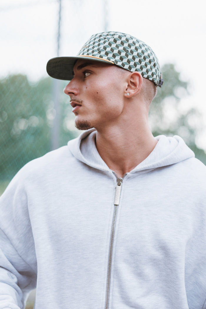 Blackskies-Designer-5-Panel-Cap-Gold-Green-Model-2