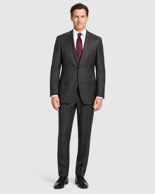 Designer Suit 199  Dark Gray Wool Slim Fit  Notch Lapel 2-Piece Suit - The Suit Depot