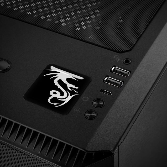 Dragon 1"x1" Chrome Effect Domed Case Badge / Sticker Logo