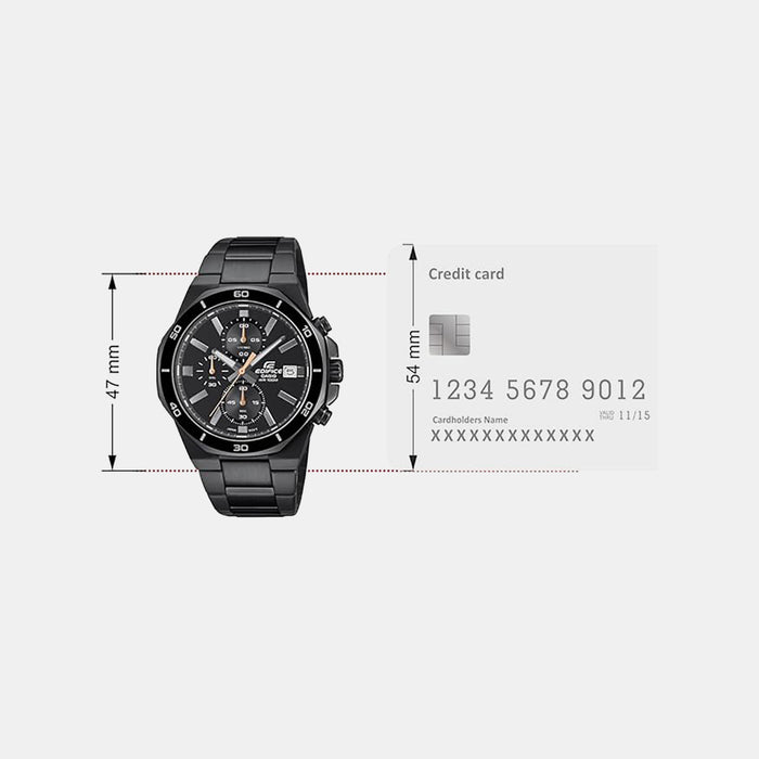 Edifice Men Quartz Black Dial Chronograph Stainless Steel Watch ED638