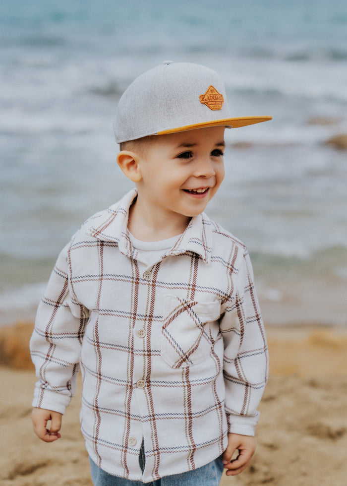 Blackskies-Essentials-Snapback-Cap-Kids-Grey-Brown-Brown-Model-3