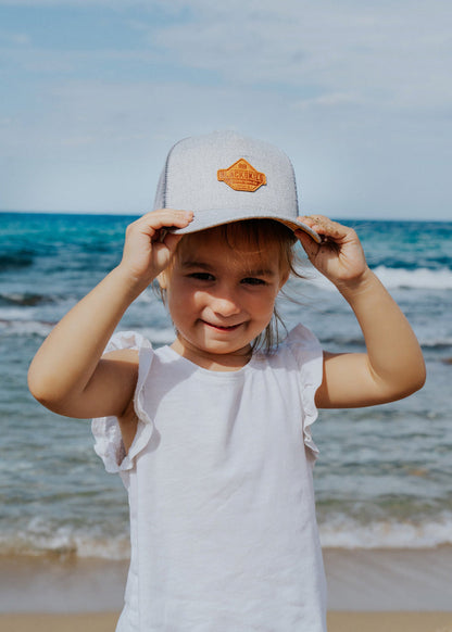 Blackskies-Essentials-Trucker-Cap-Kids-Grey-Grey-Brown-Model