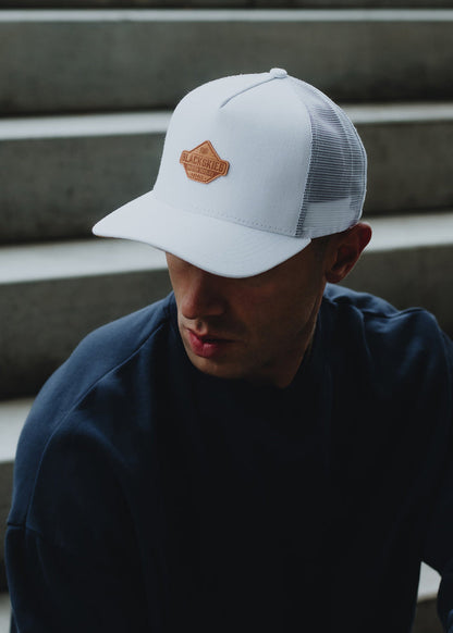 Blackskies-Essentials-Trucker-Cap-White-White-Brown-Model