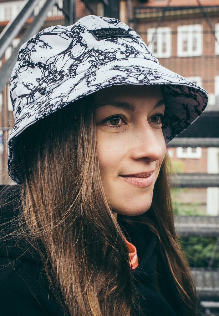Blackskies-Fenrir-Bucket-Hat-White-Marble-Lovely-Model-2
