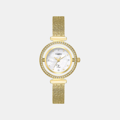 Fria Women Quartz Mother Of Pearl Dial Analog Mesh Watch TWEL27801