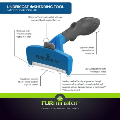 FURminator Long Hair DeShedding Tool for Dogs Large
