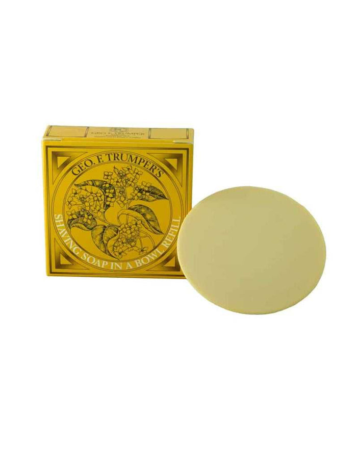 Geo. F. Trumper Sandalwood Shaving Soap Refill 80g in yellow box