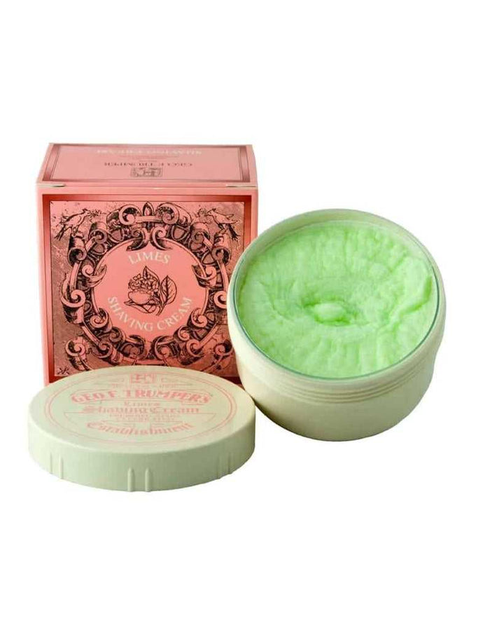 Geo. F. Trumper Extract of Limes Shaving Cream in green tub with pink packaging