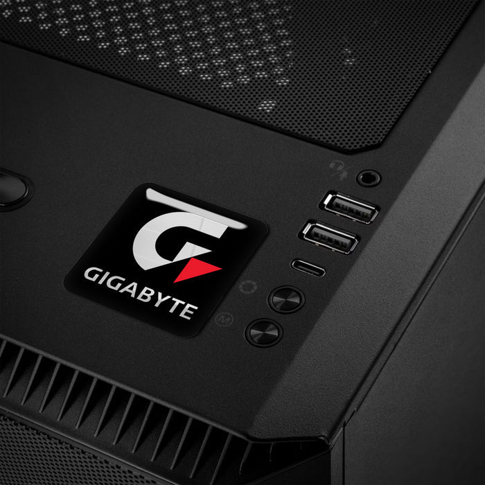 Gigabyte Black #2 1"x1" Chrome Effect Domed Case Badge / Sticker Logo