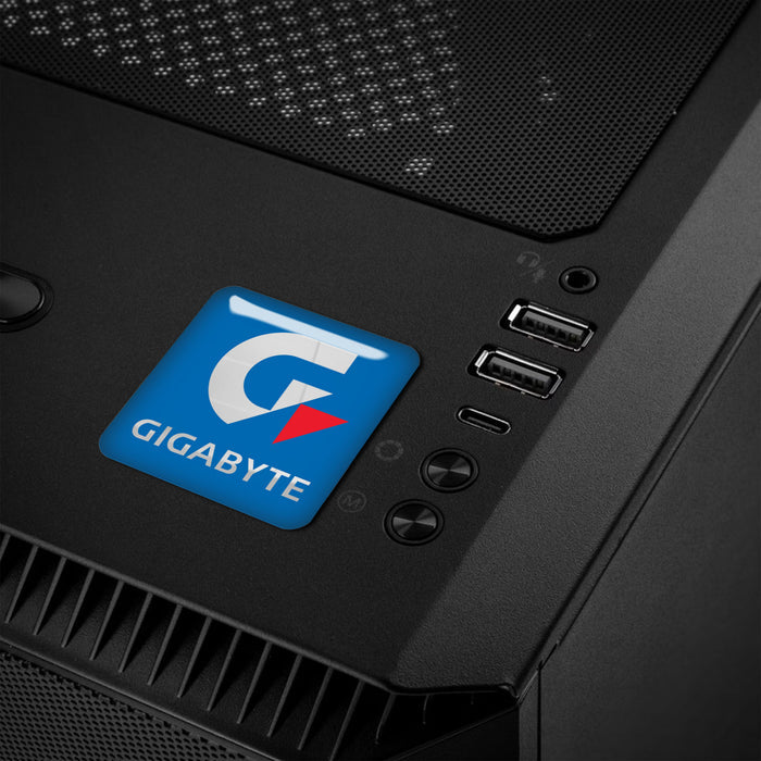 Gigabyte Blue 1"x1" Chrome Effect Domed Case Badge / Sticker Logo