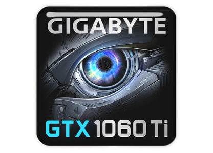 Gigabyte GeForce GTX 1060 Ti 1"x1" Chrome Effect Domed Case Badge / Sticker Logo